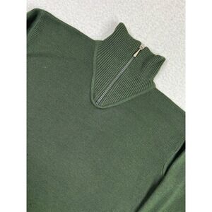 Obermeyer Sweater Womens Small Green Half Zip Mock Neck Wool Blend Fundamental